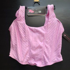 No Boundaries Juniors Ribbed Square Neck Bustier Pink Orchid Size L
